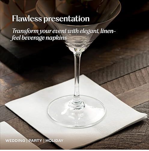 Servietto Linen-Feel Disposable Cocktail Napkins - 200 Pack, 5x5 Inches, Elegant Absorbent Paper, USA Made, Variation 1