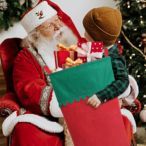 38-Inch Jumbo Candy Cane Christmas Stockings - 2 Pack Red & White Felt