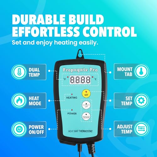 Brewing & Fermentation Heat Pad with Heating Thermostat - 10" Sourdough Starter Warmer Mat, Beer & Wine Fermenting - Heating Mat for Kombucha Jar, Carboy, Glass Jar, Fermentors with Heater Temp Strip