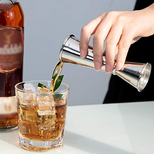Double Cocktail Jigger, 1 oz & 2 oz Stainless Steel Japanese Measuring Tool