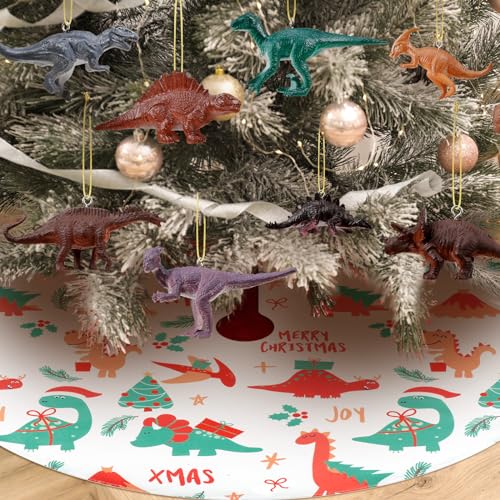 Leyndo Christmas Dinosaur Tree Topper Ornaments & Tree Skirt Set