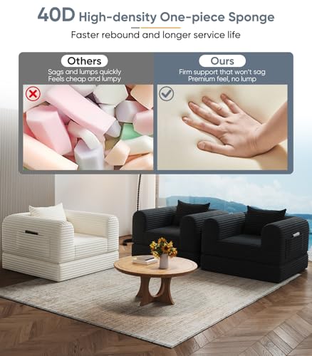 2-in-1 Convertible Memory Foam Floor Sofa and Lounger Chair
