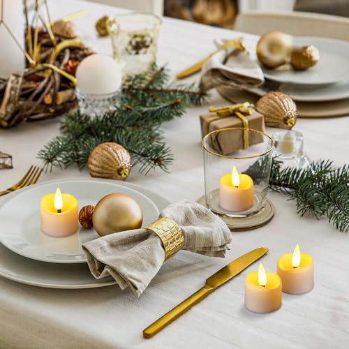 Yakpo 48-Pack Flameless LED Timer Tea Lights - 6h On / 18h Off Battery Votive Candles, Flicker Wax Edge, Bulk for Christmas Halloween