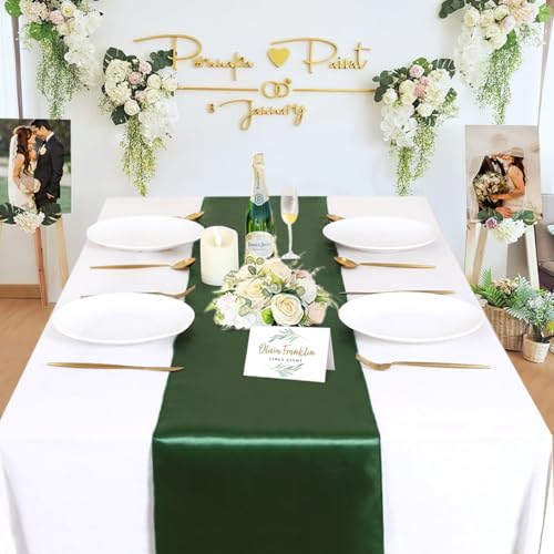 Forest Green Satin Table Runners 16 Pack, 12x108 In - B-COOL (Variation: Forest Green / 12x108-16 Pack)