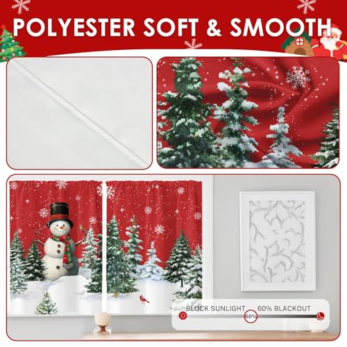 Arttown 2 Pack Christmas Kitchen Curtains 36 in - Winter Snowman