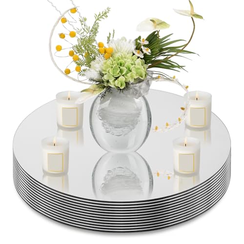 12-Pack 12-Inch Round Mirror Centerpiece Trays for Wedding Table Decor