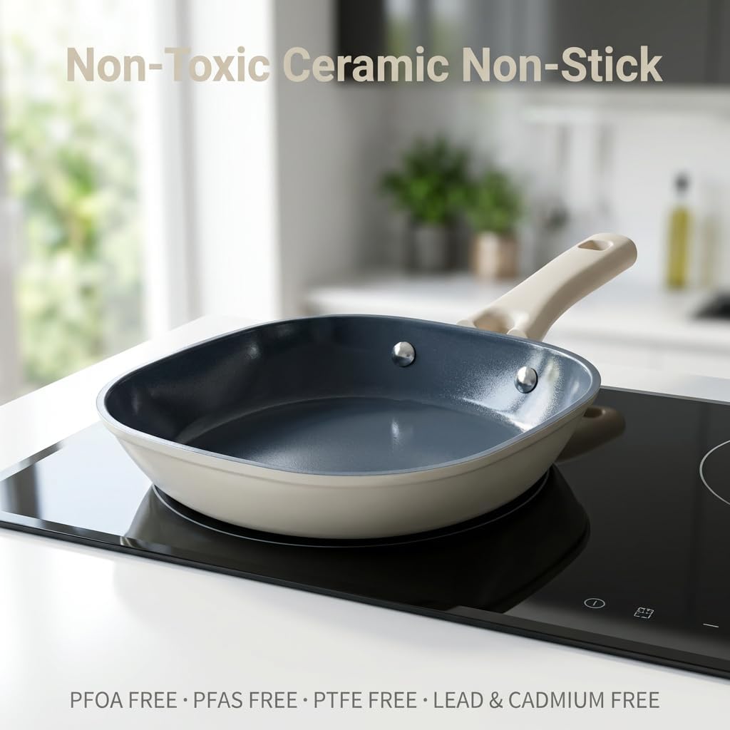 Skiennix 8-Inch Ceramic Nonstick Frying Pan - Eco-Friendly, PFAS & PFOA-Free, Induction Compatible