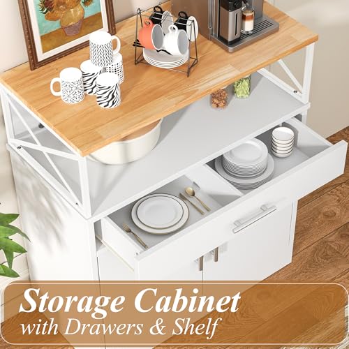 Modern Farmhouse Kitchen Buffet Cabinet with Drawer and Adjustable Shelves