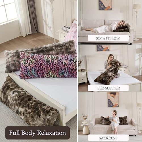 Shaggy Faux Fur Body Pillow 20"x54" - Soft, Fluffy and Cozy