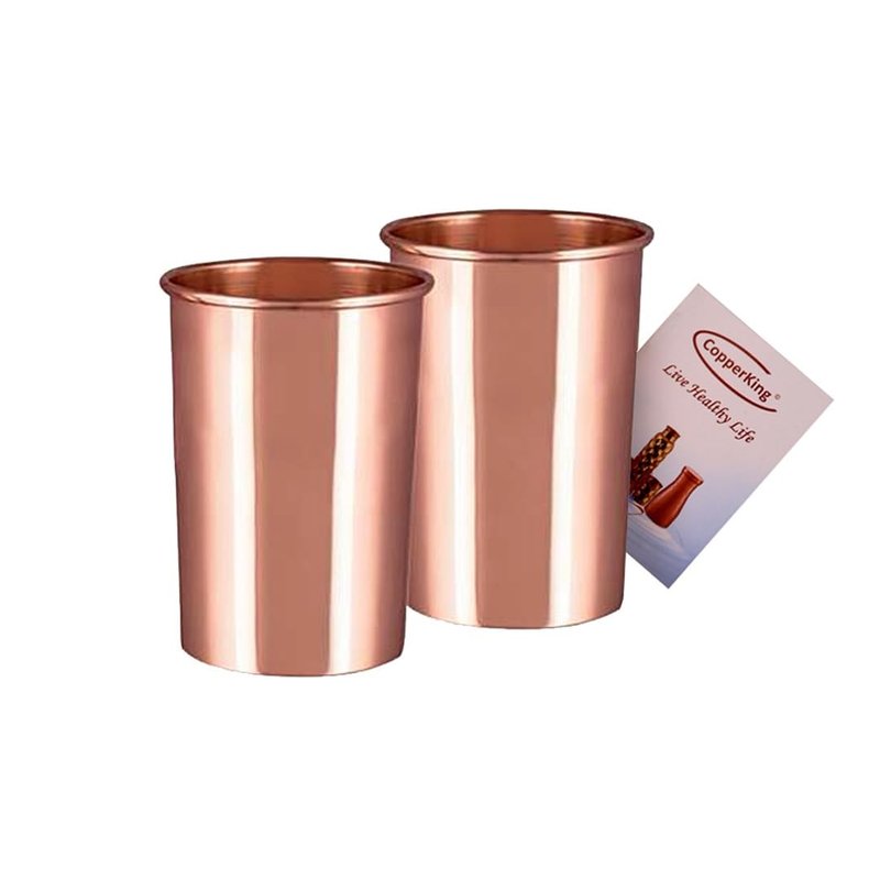 CopperKing Pure Real Copper Metal Carafe Pitcher for Drinking Water With big handle and lid, large size Jug 50oz - 1500ml With 2 Cups Tumbler Glasses Set, Best Ayurvedic Benefit Vessel (Hammered)