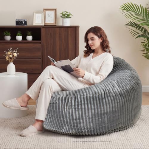 3FT Memory Foam Bean Bag Chair - Ultra-Soft Plush Striped Lounge Seat