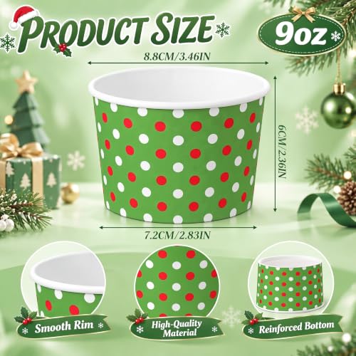 Chengu 60 Pcs 9 oz Christmas Snack Cups Red & Green - 6 Designs