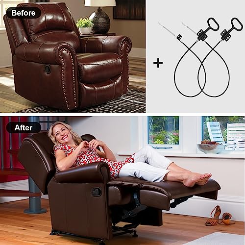 2PCS Recliner Pull Cable Replacement, 36.25-inch D-Ring Handle, Aluminum