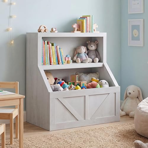 Kids Bookshelf and Toy Storage Organizer with Toy Chest
