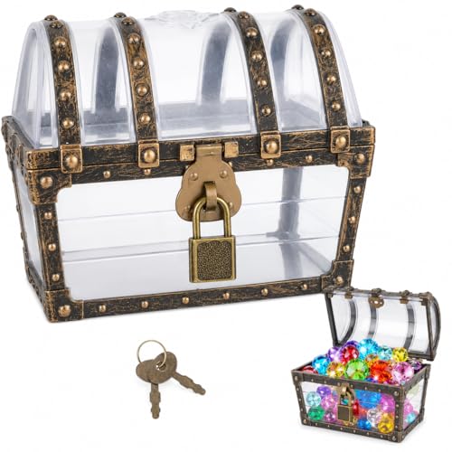 Mini Plastic Treasure Chest Box for Party Favors and Jewelry Storage