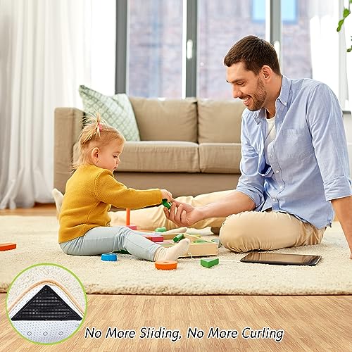 8 Pcs Non-Slip Rug Grippers, Reusable Washable Carpet Tape for Hardwood Floors
