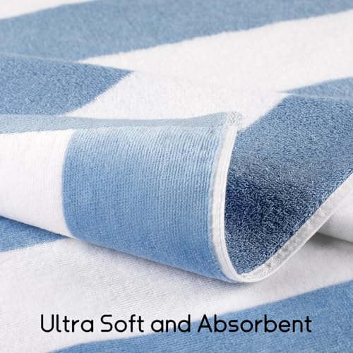 Oversized 100% Cotton Beach Towel - 35 x 70 Inch Striped Pool Towel