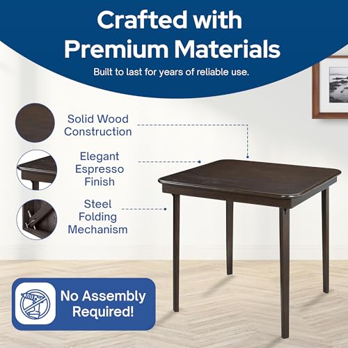 32x32 Solid Hardwood Square Folding Table, Espresso Finish