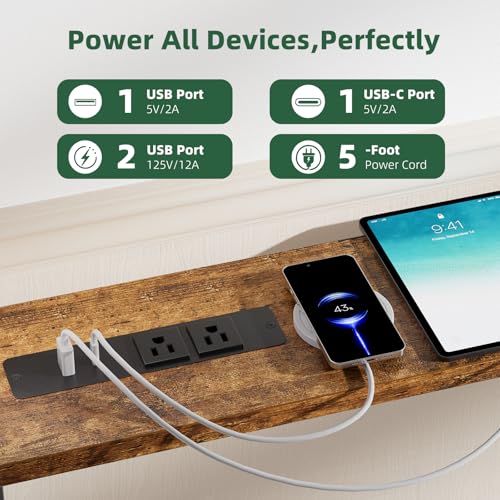 78.75-Inch Adjustable Console Sofa Table with Power Outlets and USB
