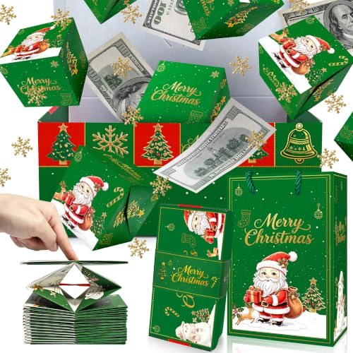 TOYEISHI Christmas Surprise Explosion Gift Box – Auto Pop-Up Cash Box, Green Christmas