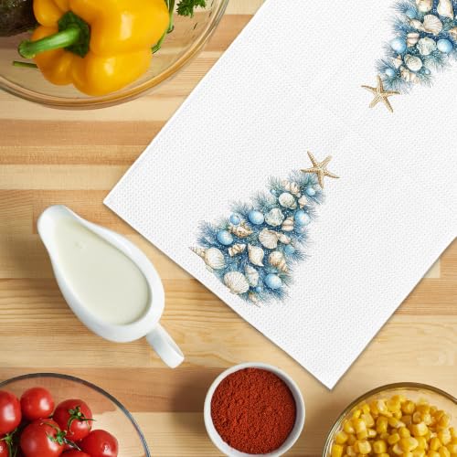 QZQE Christmas01 Coastal Seashell Beach Kitchen Towels 16x24 Inches - Ocean Holiday Decor