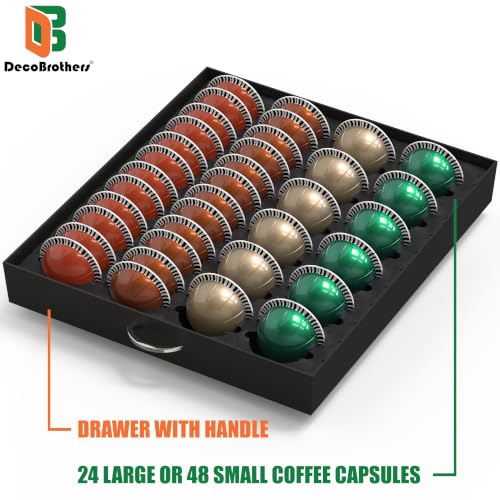 Deco Brothers 48 pcs Nespresso Vertuo Pod Holder - Black, Fits 24 Large/48 Small Capsules