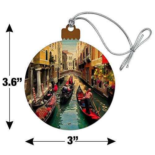 Venice Italy Gondolas Canals Wood Christmas Ornament