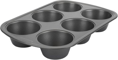 GoodCook Jumbo Texas Muffin Pan - Nonstick Steel Design | 6-Cup Capacity, Gray Finish