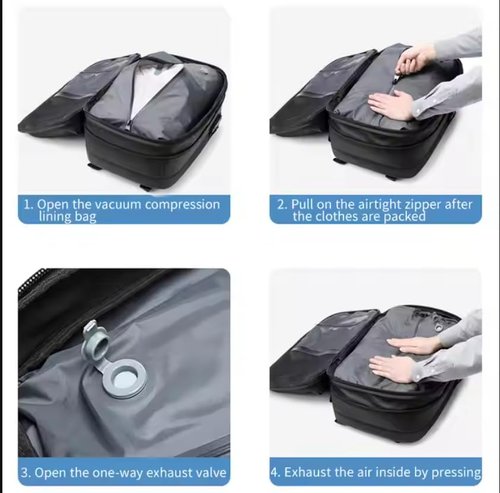 Vacuum Storage Backpack for Travel – 40L Expandable Compression Bag with Pump, Water-Resistant Luggage, Space Saver with TSA Lock – Free Water Bottle Included