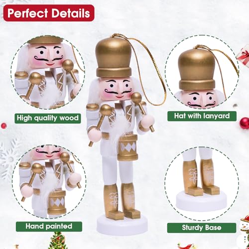 5-Piece Wooden Nutcracker Soldier Ornaments Set, 5-Inch Christmas Tree Decor