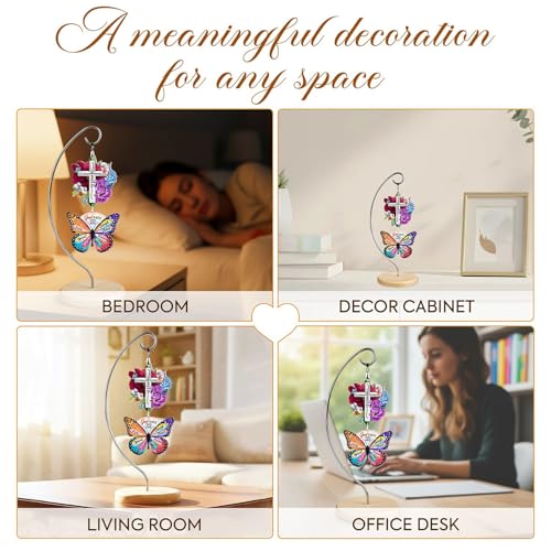 Christian Desk Decor with Butterfly and Cross Ornament for Women