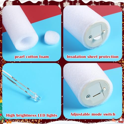 VIHOSE 36 pcs 16in LED Foam Sticks Red Green White with 3 Flash Modes