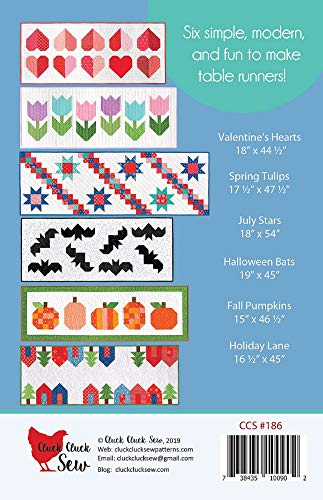 Modern Holiday Table Runner Sewing Pattern with 6 Designs