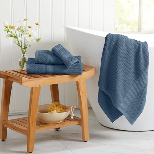 6-Piece 100% Cotton Towel Set, Textured Absorbent Bathroom Towels