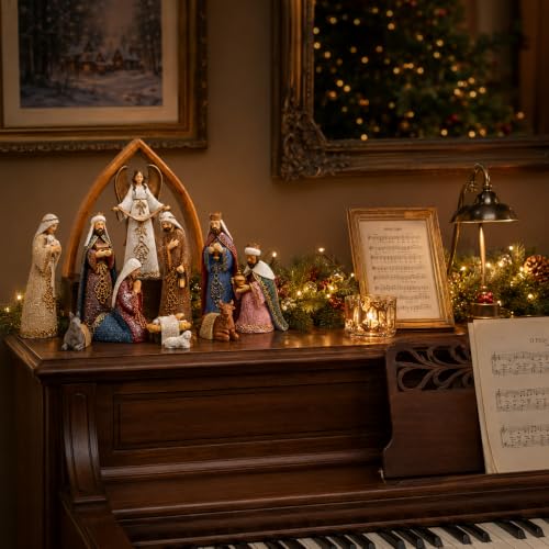 Holy Family Nativity Scene Figurine - 6 Inch Hand-Painted Resin Christmas Decor