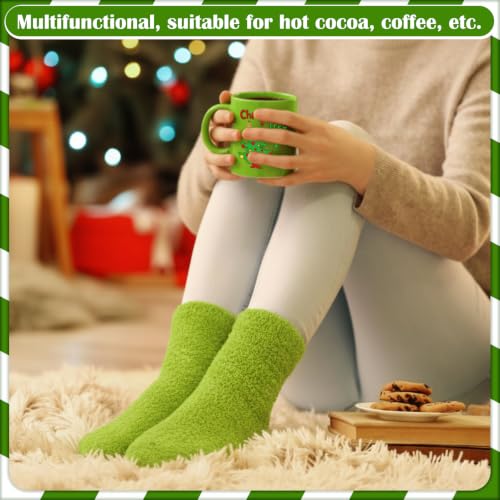 Kinlop Green Christmas Mug Gift Set with Cozy Socks - 8 Piece Holiday Bundle