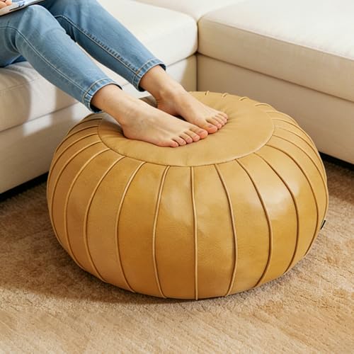 Unstuffed Round Faux Suede Ottoman Floor Pouf Cover - 21.6 x 13 Inch