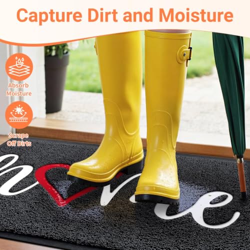 Heavy-Duty Indoor Outdoor Door Mat - 30x17.5 Inch Non-Slip Welcome Mat