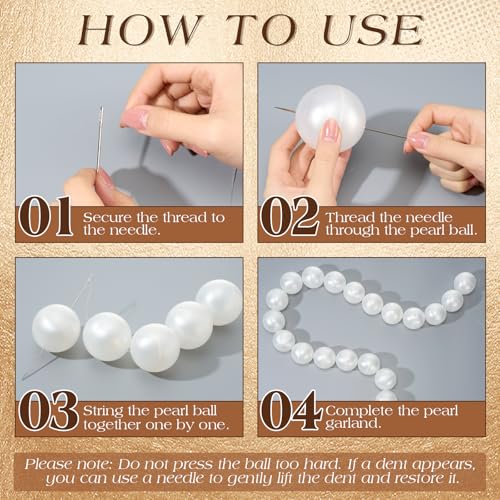 100 Pcs 2.2-Inch Pearlescent White Pearl Ball Garland Kit for Party Decor