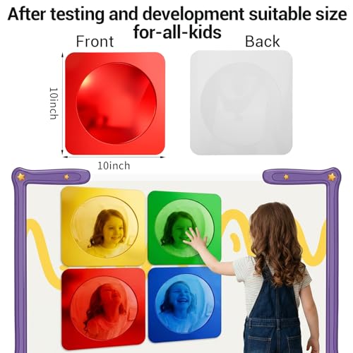 4-Piece Sensory Bubble Mirror Set - 10x10 Shatterproof Acrylic Wall Mirrors