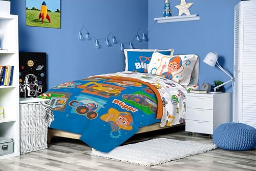 Full Bedding Set 7-Piece Truck Print Comforter and Sheet Set for Kids