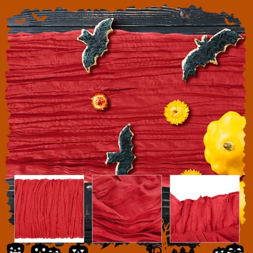 KEEPSHOWING 2 Pack Red Cheesecloth Table Runners 10Ft for Wedding & Party Decor