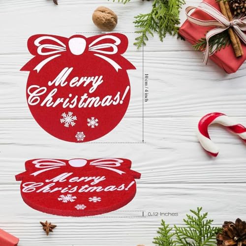Christmas Snowflake Felt Coasters 10-Pack Ball Shape Red & Gray Tea Cup Mats
