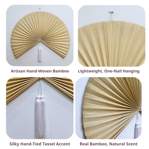 47-Inch Handmade Bamboo Wall Fan Boho Wall Decor