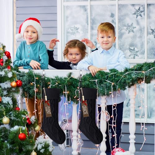 Black 2-Pack 18-Inch Christmas Stockings with Metal Hooks & Name Tags