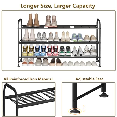 3-Tier Metal Shoe Rack Organizer - Spacious Storage for 20+ Pairs