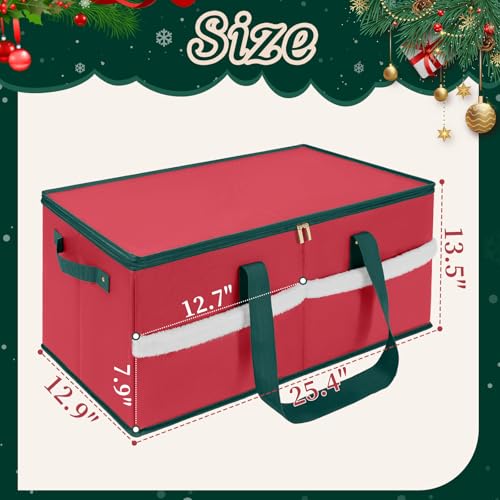 Christmas Ornament Storage Box with Adjustable Dividers and 128 Ornament Capacity