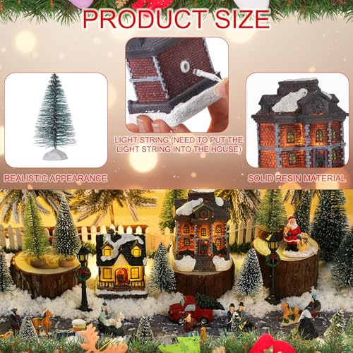 Wettarn Classic Lighted Christmas Village Houses Set - 27 Pcs Holiday Figurines