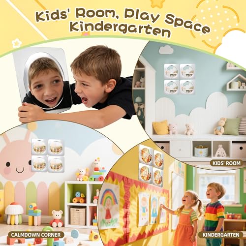 10-Inch Shatterproof Acrylic Wall Mirror for Nursery and Playroom, 4-Pack