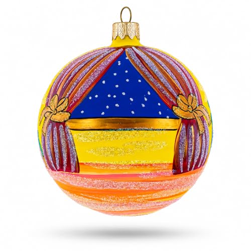 Nutcracker and Clara Glass Christmas Ornament - Hand-Painted Ukrainian Craft, 4 Inch
